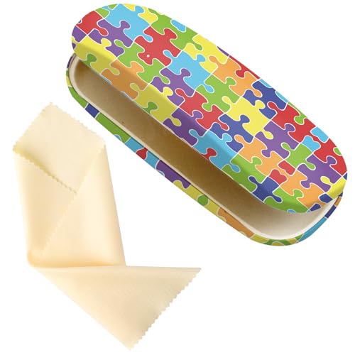 Image of Glasses Case Hard Shell,Portable Protective Eyeglasses Case, Eyeglass Holder Box with Cleaning Cloth,for Women Men
