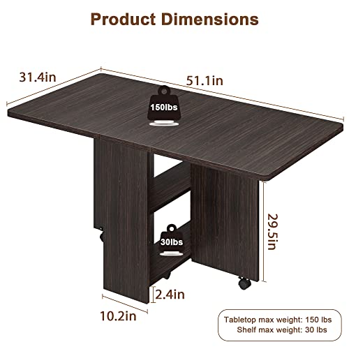 Table à manger pliante gain de place extensible bureau modulable et meuble de rangement mobile - 4
