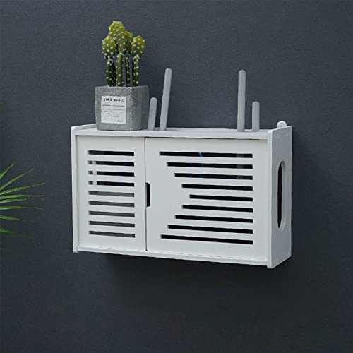 Rangement routeur Wifi cache câble mural bois sans percer - 3