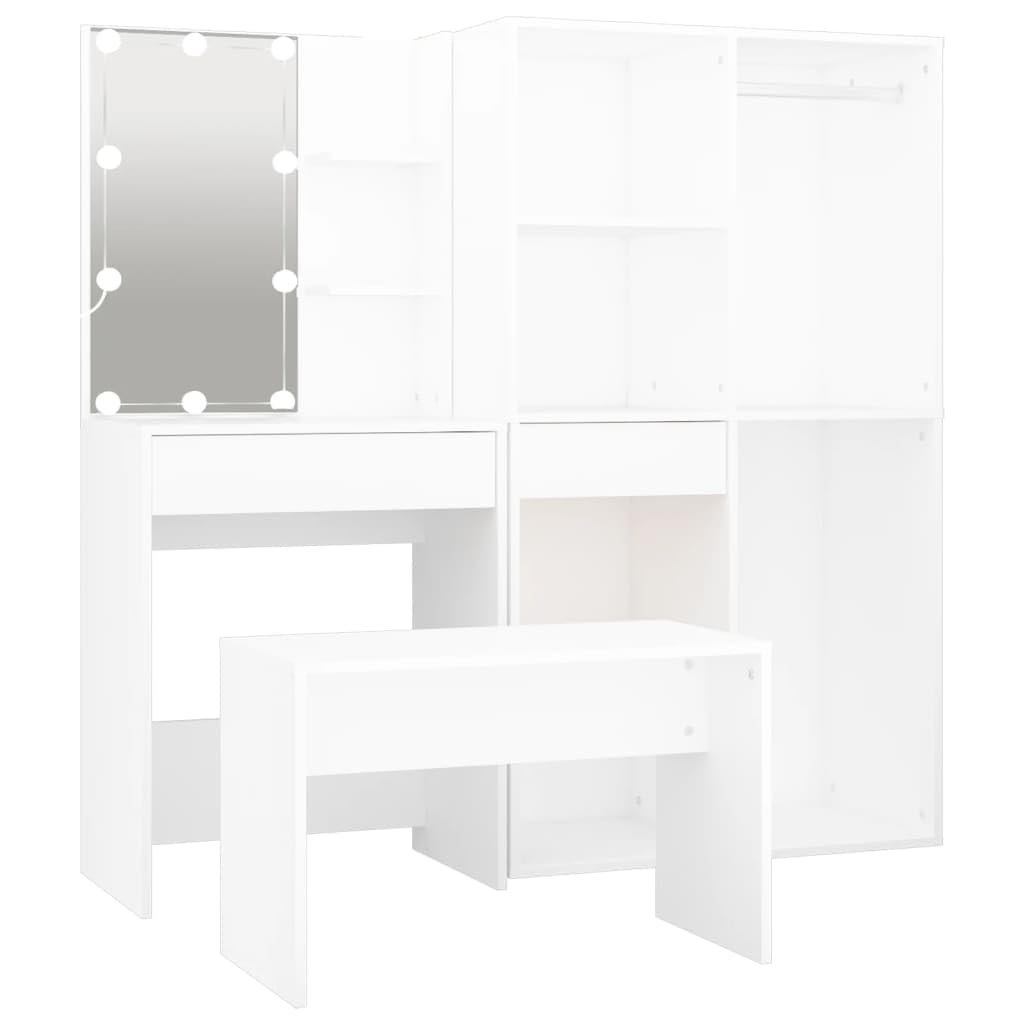Ensemble Coiffeuse LED Avec Tiroirs 3 Pièces - Table De Maquillage Vanité VidaXL - Neuf