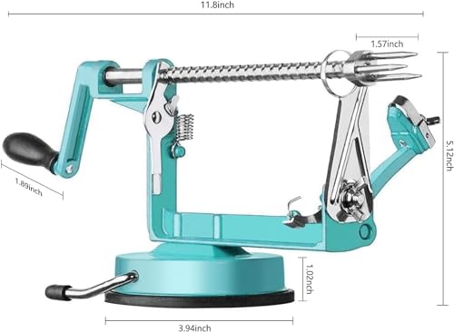Apple Peeler Corer, Long lasting Chrome Cast Magnesium Alloy Apple Peeler Slicer Corer with Stainless Steel Blades and Powerful Suction Base for Apples and Potato(Blue) by tigwin - Image 3