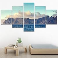 SIGNWIN 5 Panel Canvas Wall Art Modern Art Beach Dramatic Island Landscape Multicolor Photography for Home Decorations Ready to Hang - 60