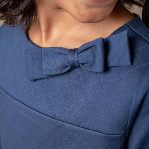 Hope & Henry Girls' Long Sleeve Quilted Ponte Riding Dress, 7, Navy - Thumbnail 4