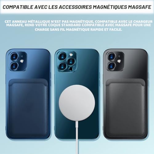 Anneaux universels en métal MagSafe, adaptateurs autocollants pour coque iPhone, chargement sans fil – vue 6
