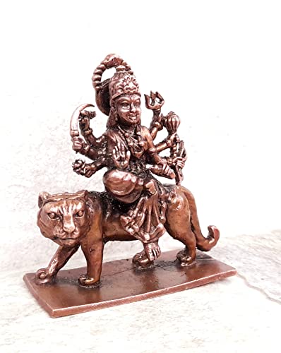 Image of Copper Idols, 2.6 inches, Copper Handmade Goddess Durga, 150 Grams, Patina Antique Finish, Pack of 1 Piece