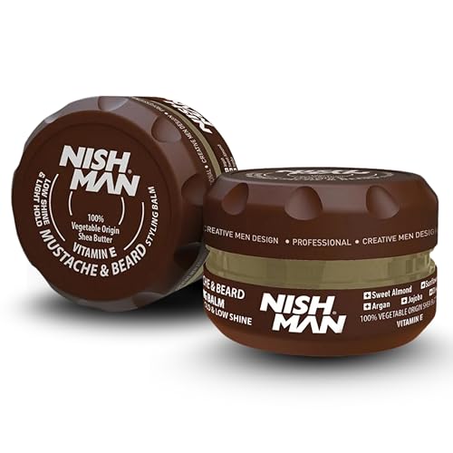 NISHMAN Bart- und Schnurrbart-Stylingbalsam 100ml - Perfektes Styling für einen Präzise Definierten Bart und Schnurrbart – Spendet Feuchtigkeit und Pflegt Dein Haar