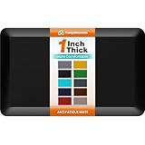 TranquilMoments Kitchen Mats for Floor, 1 Inch Extra-Thick Kitchen Rugs, Non-Slip & Waterproof Standing Desk Mat, Comfort Anti Fatigue Mats for Kitchen Floor, Home, Sink, Office (20" X 32", Black)