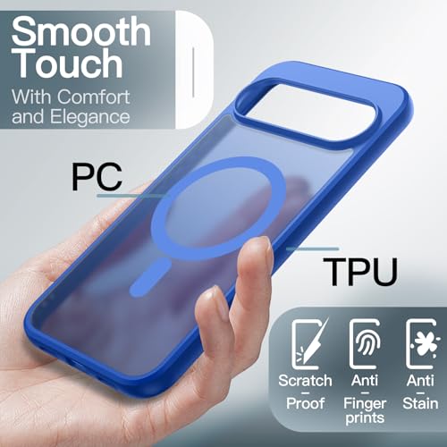 Image of JETech Magnetic Cover Case for Google Pixel 10 /10 Pro 2025, Compatible with MagSafe and Pixelsnap Charger, Translucent Matte Back Shockproof Phone Cover (Indigo)
