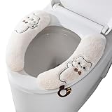 Coprisedile per WC – Coprisedile per dormitorio, 1 paio di adesivi morbidi, caldi e lavabili, per il bagno, in peluche, per l'inverno, per il freddo, la casa, la casa