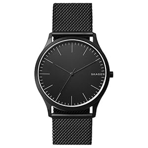 Skagen Jorn Herrenuhr, Quarzwerk mit Edelstahl- oder Lederarmband, Schwarz