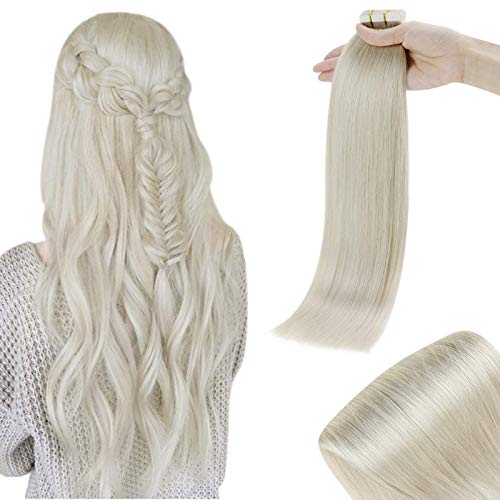 R Hair Tape in Extensions 16 Inch Skin Weft Hair Extensions Tape in Color 800 White Blonde Hair Extensions Human Hair 50g Tape in Extensions 20pcs Extensions Human Hair Natural