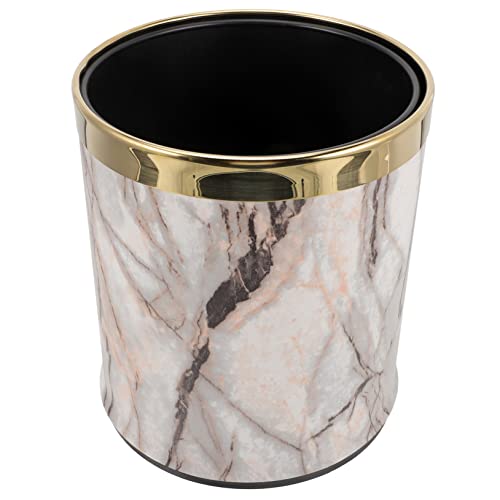 Poubelle de style européen ronde en plastique effet marbre de luxe