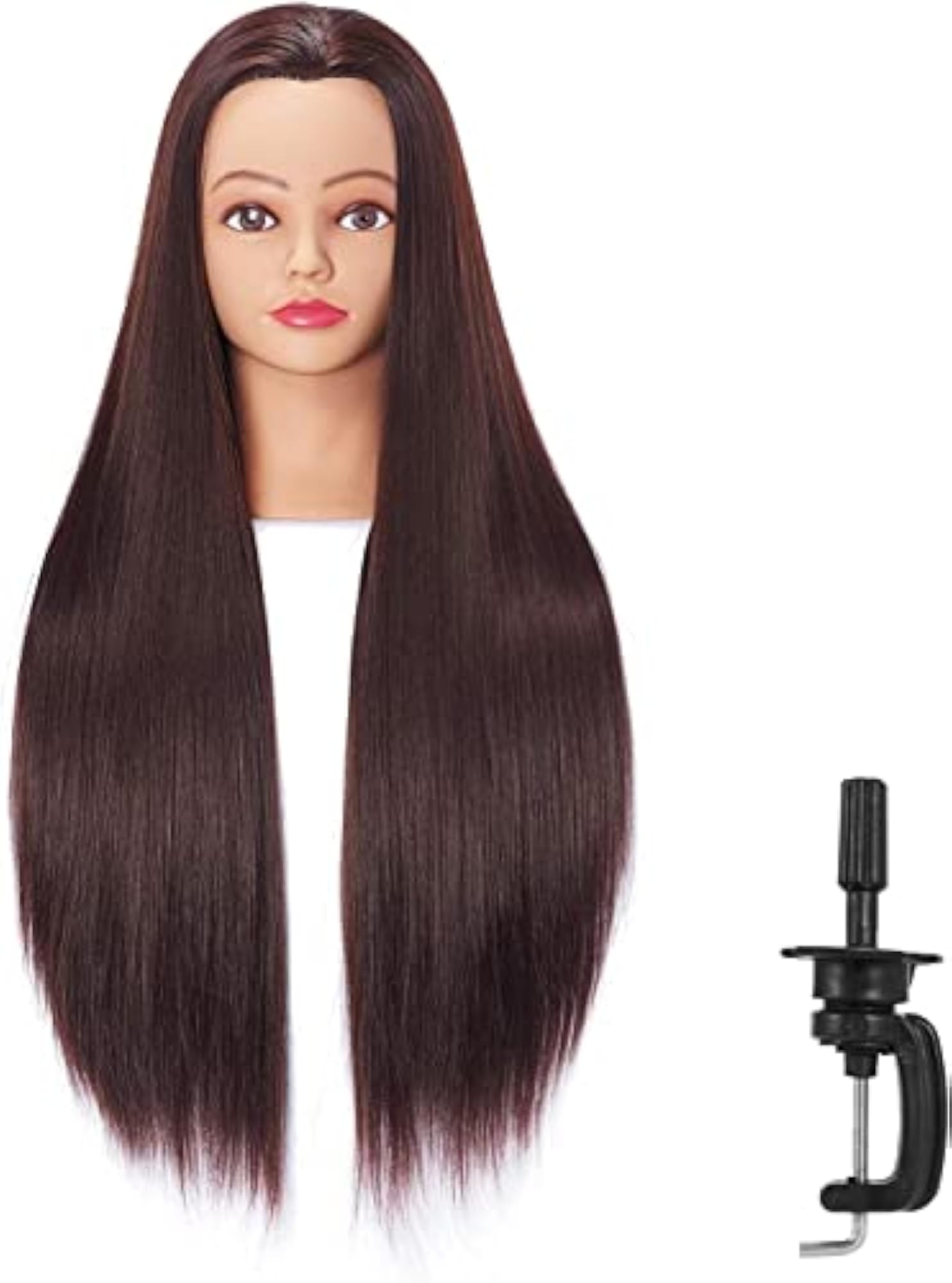 Brown Hair Styling Training Head, Synthetic Fiber Mannequin