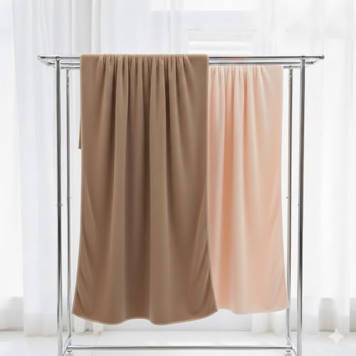 Image of Dribble Coral Fleece 450 GSM Bath Towel 70x140 cm | Ultra Soft, Quick Dry, Highly Absorbent | Lightweight & Skin-Friendly Towel for Bathroom, Gym & Travel, (Peach /Brown, Pack of 2)