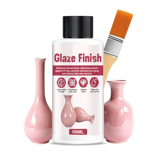 SHOPPGO Alto Brillo Esmalte Ceramica, Barniz Arcilla Secado al Aire, Esmalte Acabado Brillante para Cerámica, Arcilla, Impermeable, Efecto Esmalte Brillante, Incluye Pincel, 100 ml