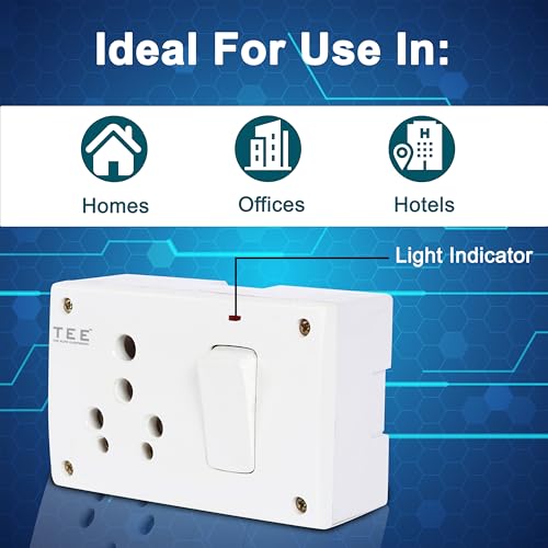 Image of Combined Box 16A with Universal Socket, Master Switch, LED Indicator | 240V Power Utility Box for Home, Office, Appliances | Without Wire, 6 Month Warranty(COMBINED BOX+INDICATOR)