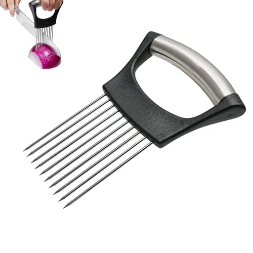 Soporte de Ceboll,Soporte para Rodajas de Cebolla de Acero Inoxidable,para Cortar Carne,Verduras,Frutas,Patata,Pepino etc Cortador de Verduras,Utensilios de Cocina
