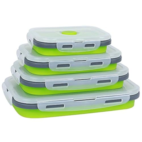 Essensbehältern, 4 Stück Faltbare Frischhaltedosen, Silikon Vorratsdosen...