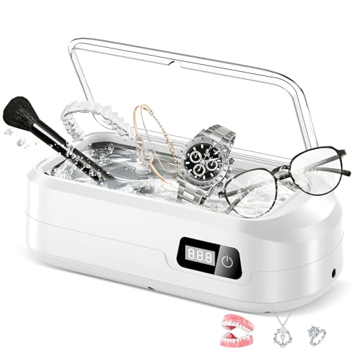 HyAdierTech Pulitore Ultrasuoni Professionale, 49000Hz Pulitore ad Ultrasuoni, 600mL Lavatrice Ultrasuoni, con 4 Timer Digitale, Display a LED, per Gioielli, Occhiali, Orologi, Anelli, Collane, Rasoi