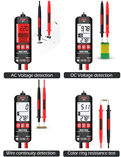 Digital Multimeter,A1 Fully Automatic Anti-Burn Intelligent Multimeter,Non-Contact Ac/Dc Voltage Tester,Auto Senses Zero&Fire Wires,Measures Voltage,Current,Color Ring Resistance,Conductor On/Off #TOP2