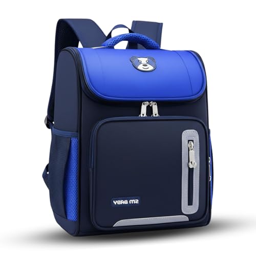 Image of Kids School Bag for Boys Girls 6-10 Years, Bear Graphic Flap Backpack, Lightweight Waterproof School Bag with Large Capacity, Padded Straps, Durable Backpack for School