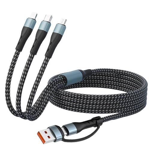 Image of Multi Charger Cable, USB A/USB C 5 in 1 Charging Cable Cord Nylon Braided with iP Micro USB Type C Connector for Phone 17 16 15 Pro Max 14 13 12 11 8 Android Samsung Galaxy Huawei Xiaomi PS5-1.2M