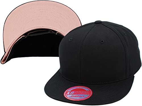 Image of KBETHOS Classic Snapback Hat Blank Cap Underbrim Cotton Wool Blend Flat Visor Adjustable Unisex