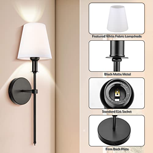 Soodmi Wall Sconces Sets Of 2, Retro Industrial Wall Lamps, Rustic Wall Sconce Fixturebathroom Vanity Sconces Wall Lighting With White Fabric Shade, Wall Lights For Bedroom Living Room Kitchen #TOP2