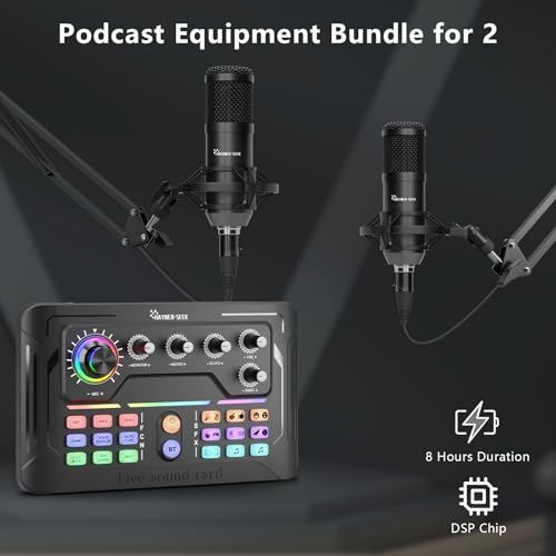Matériel podcast interface audio pour 2 et pack de microphones studio