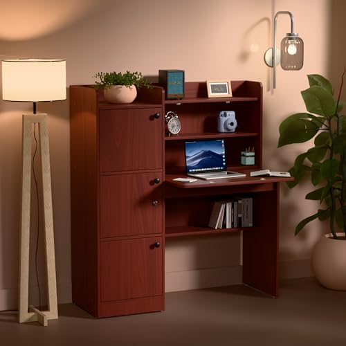 Green Soul Nile Pro Study Table for Home (2026 Edition)| Extended Workspace | Lockable Cabinet &amp; Collapsible Shelf | Engineered Wood| 3-Year Assur