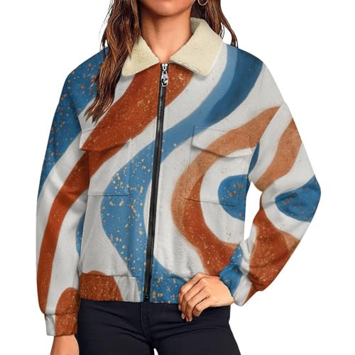 Veste manteau polaire sherpa chaude zippée grande taille pour femme