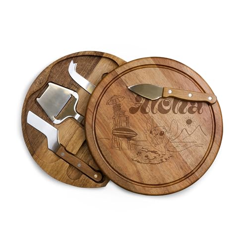 PICNIC TIME Set de Tabla de Quesos Redonda de Madera de Acacia con Grabado de Stitch y Cuchillos Incluidos miniatura 1