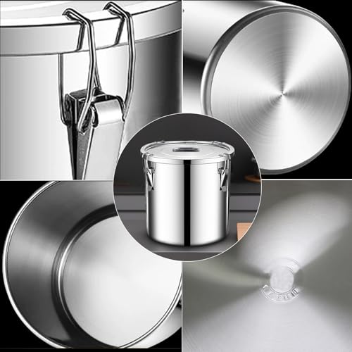 Image of stainless steel food storage containers with lids lock clips airtight container large airtight for rice flour sugar grain coffee bean storage containers Kitchen jar (1.59gal /6L)
