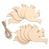 MAJORMENCH Holz Tauben Zuschnitte 20 Stück Beige Vogelförmige Hängeornamente zum Basteln für Geburtstags und Klassenzimmerdekorationen mit Seil
