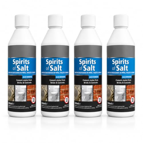 4x 500ml Traditional Spirit of Salt Multi-Purpose Drain Cleaner Dissolves Effectively Unblock Toilets & Drains Unblocker Remove Stubborn Limescale Buildup In Toilets