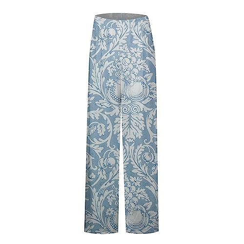 Generic Women's Palazzo Pants Wide Leg High Waisted Lounge Casual Beach Boho Pants Elastic Drawstring Wide Leg Flowy Pants3