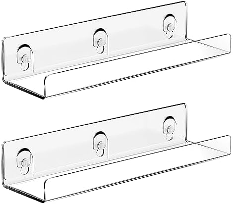 Durmmur 2-Pack Acrylic Shower Shelves – Adhesive Wall Mount Organizer, No Drill Needed