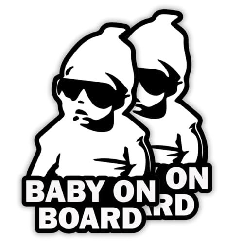Image of TOTOMO Baby on Board Sticker for Car - Window Decal, Bumper Sign for New Parents, Durable Waterproof Safety Warning Sign for SUV Truck Minivan - Carlos, 2 Pack
