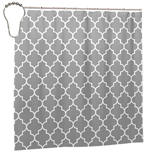 Koolr Quatrefoil Grey Printing Shower Curtain Waterproof Fabric Shower Curtains One Size Bathroom Curtains For Home Hotel #TOP1