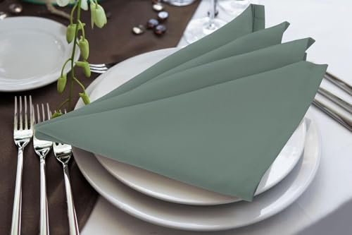 Image of Dining Table Napkins Polycotton Set of 6 Cloth Napkins for Dining Table Dinner Napkins Cloth 17x17 Inches for Party Wedding Cocktails Restaurant Decoration Regular Use Napkins-Light Grey