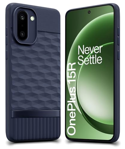 Image of WOW IMAGINE Back Cover for 1+ OnePlus 15R 5G 2025 with Hexa Cube Design | Ultra Slim Soft Rubberised Case | Inner Velvet Fabric | Silicone Flexible Mobile Case | Camera Protection - Blue