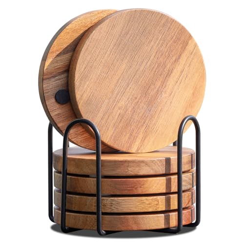 WLWNWFT Untersetzer Gläser Holz 6er Set, Glasuntersetzer aus...