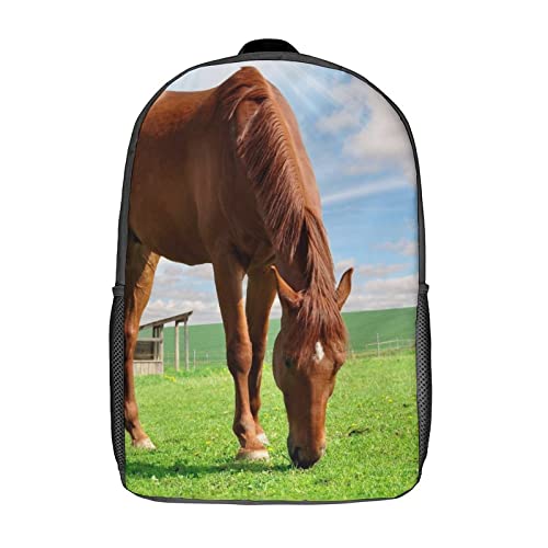 Sac d'école unisexe Horse Sports 17 pouces avec imprimé 3D dynamique