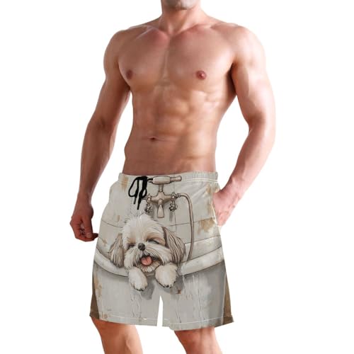 Short de bain homme extensible Shih Tzu boxer compression intégré - 6