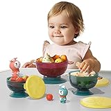 TUMAMA KIDS VC-TM500, Ciotola a ventosa, Set pappa con coperchi, Contenitore per alimenti, Svezzamento a led per bambini, Multicolore, Confezione da 3