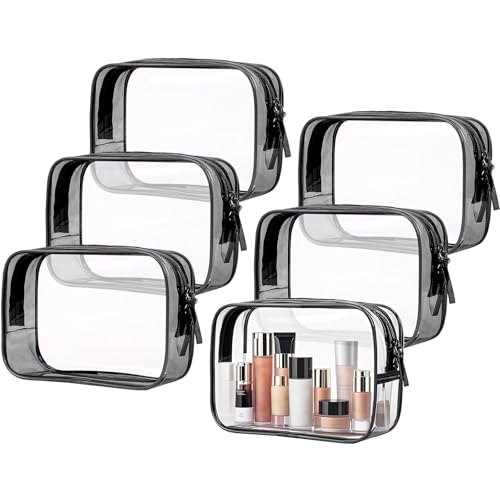 Pochettes de voyage et trousse de maquillage portable PLULON transparente noire