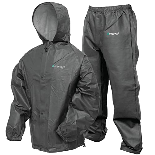 FROGG TOGGS Men's Pro Lite Rain Suit, Waterproof, Breathable, Dependable Wet Weather Protection, Carbon Black, Medium-Large by FROGG TOGGS - Used condition - US$27.89