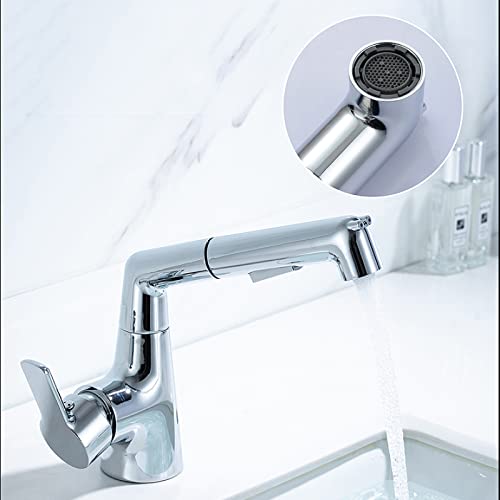 Grifo retráctil de latón cromado con caño 360° para baños modernos y funcionales 2