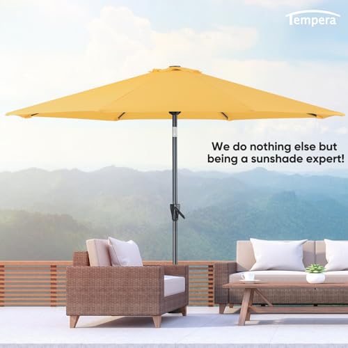 Image of Tempera Patio Market Outdoor Table Umbrella with Push Button Tilt and Crank, Large Sun Umbrella with Sturdy Pole & Fade Resistant Canopy, Easy to Set