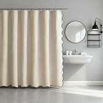 Jasion Linen Rideau de douche texturé à pétoncles Bain imperméable Tissu lourd Rideau pour salles de bains Hôtel Baignoire 180 * 180cm (Béige)